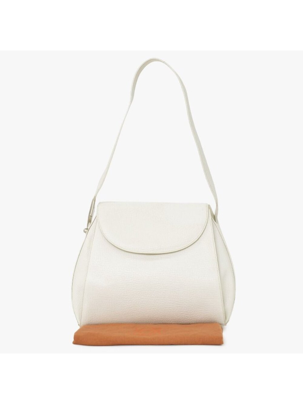 Loewe Leather Shoulder Bag Calfskin Musical Note Shape Metal White Flap